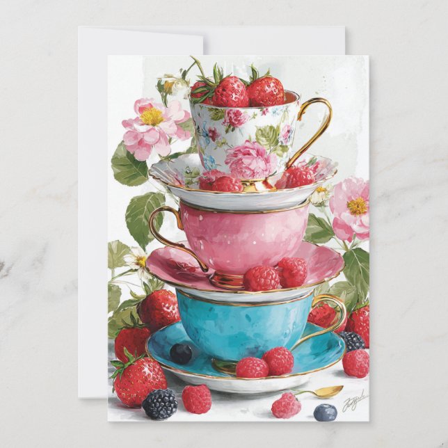 Invitation Teacup Whimsy | Charme joueur (Devant)