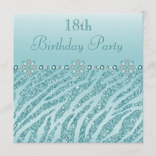 Invitation Teal a imprimé des bijoux et anniversaire de