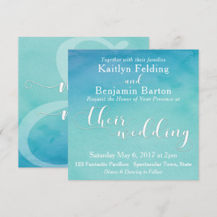 Invitation Teal and Blue Ombre Watercolor White Typography 4
