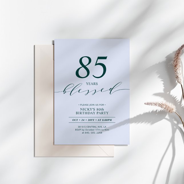 Invitation Teal & Bleu | 80 Ans Aimé Fête d'anniversaire 80 a (Créateur téléchargé)