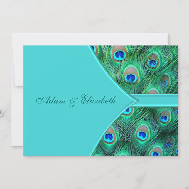 Invitation Teal Blue Peacock Wedding (Devant)