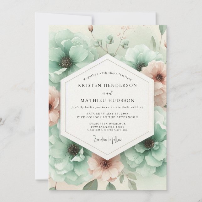 Invitation Teal Botanical Dream Wedding (Devant)