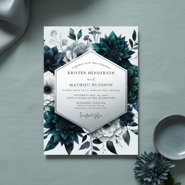 Invitation Teal Botanical Enchantment Wedding (Créateur téléchargé)