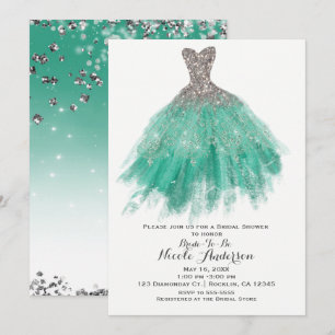 Invitation Teal et Fête de la mariée fascinante de robe de