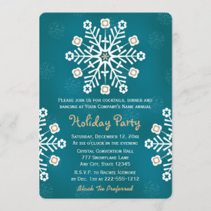 Invitation Teal et fête de vacances d'entreprise de flocon de