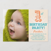 TEAL & ORANGE 1ER | CARTON D'INVITATION POUR PREM