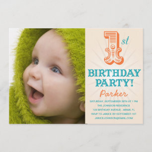 INVITATION TEAL & ORANGE 1ER CARTON D'INVITATION POUR PREM