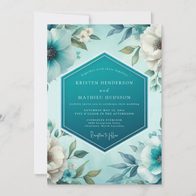 Invitation Teal Polished Spring Wedding (Devant)