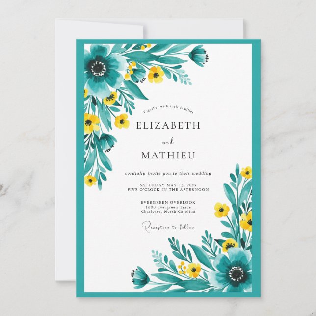 Invitation Teal Radiant Meadow Wedding (Devant)