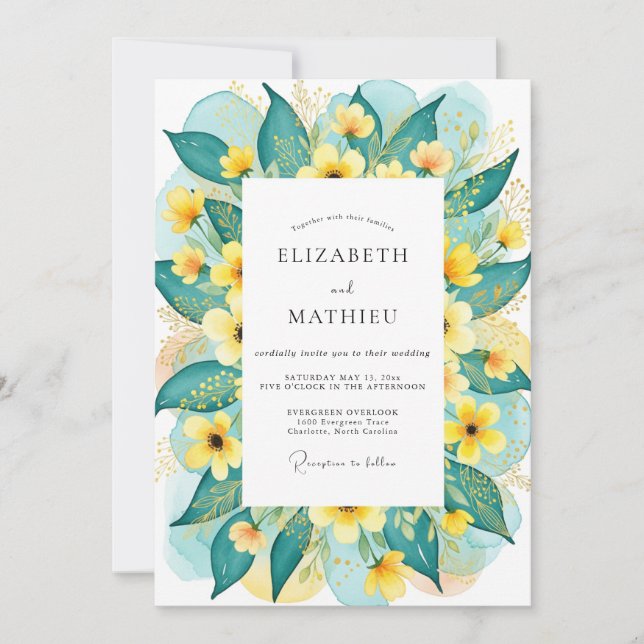 Invitation Teal Radiant Summer Wedding (Devant)