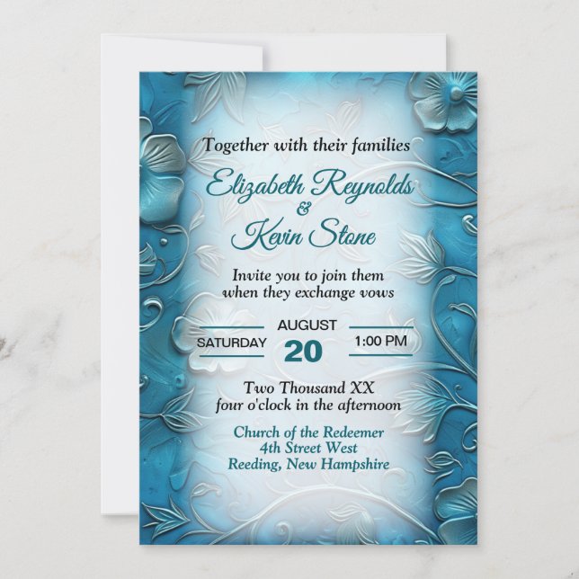Invitation Teal Wedding (Devant)