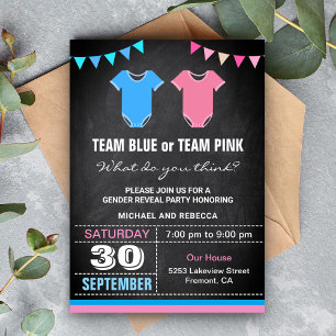 Invitation Team Blue ou Team Pink Gender Revevevela Party