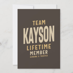 Invitation Team Kayson Membre à vie Nom personnalisé