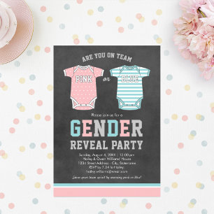 Invitation Team Pink or Blue Baby Genre Revevela Party