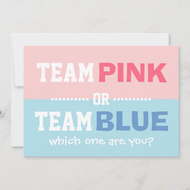 Invitation Team Pink ou Team Blue Baby Gender Revevevevela Pa (Devant)