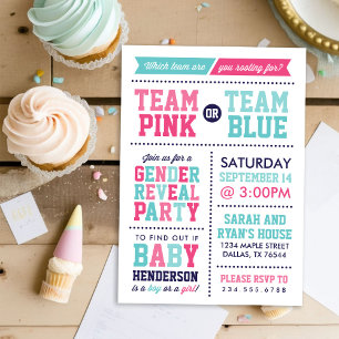 Invitation Team Pink ou Team Blue Baby Genre Revela