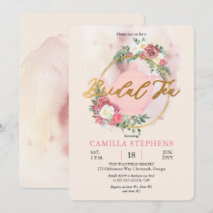 Invitation Teapot Boho   Rose Rose Wreath Bridal Tea Douche