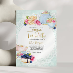 Invitation Teapot floral romantique Teapot de mariée Teapot P