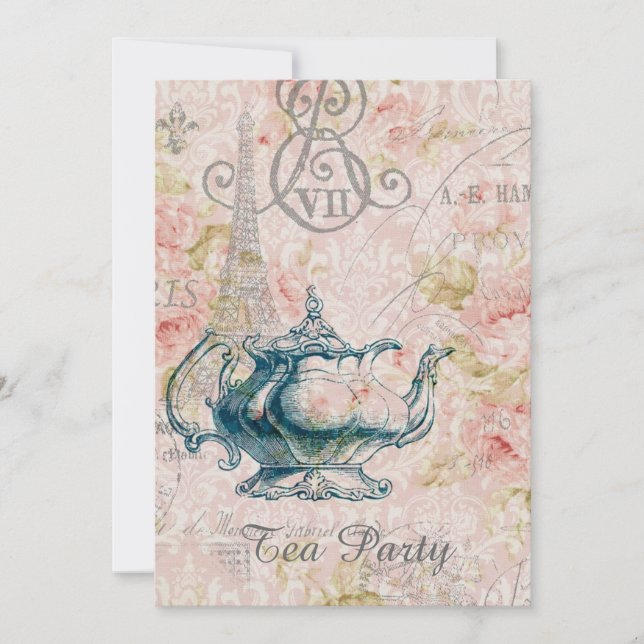 Invitation teapot paris eiffel Tower Teapot vintage (Devant)