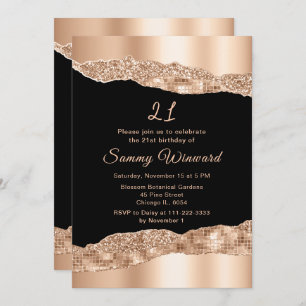 Invitation Tears rose Gold et Black Glam