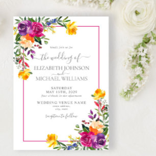 Invitation Technicolor tendance Boho Floral Mariage