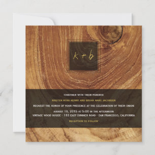 Invitation Teck Grain en bois Vieux Mariage de texture rustiq
