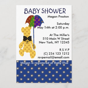 Invitation Teddy avec Baby shower parapluie