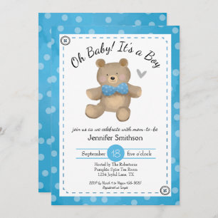 Invitation Teddy Baby shower Ours Oh Baby