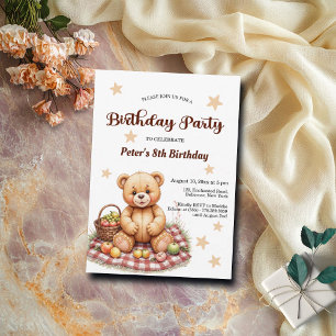 Invitation Teddy Bear à Pique-nique 8e fête d'anniversaire