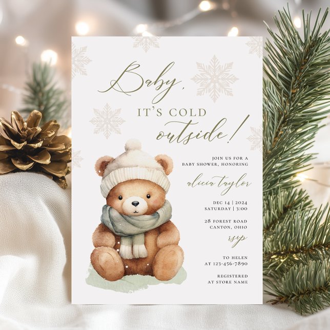 Invitation Teddy Bear Baby il fait froid Baby shower extérieu (Créateur téléchargé)