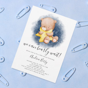 Invitation Teddy Bear Baby shower Bearly Wait