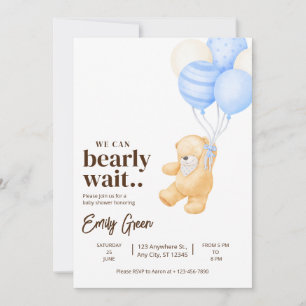 Invitation Teddy Bear Baby shower Nous pouvons attendre presq