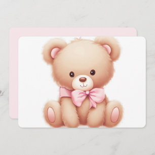 Invitation Teddy Bear Baby shower rose