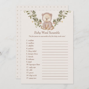 Invitation Teddy Bear Baby Word Scramble Modèle Jeu