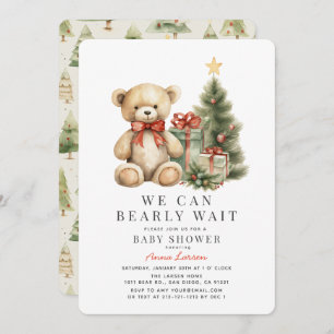 Invitation Teddy Bear Bearly Wait Baby shower de vacances