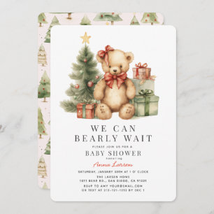 Invitation Teddy Bear Bearly Wait Vacances Fille Baby shower