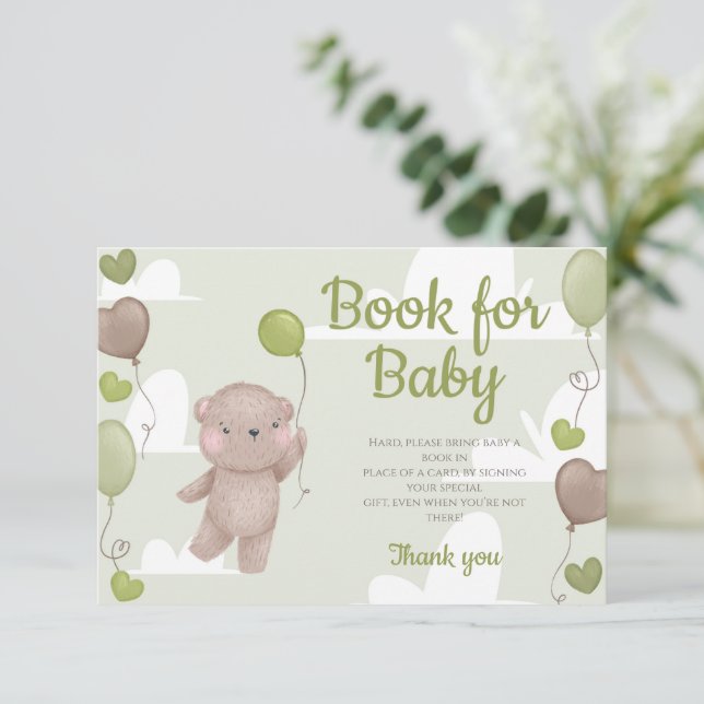 Invitation Teddy Bear Boy Baby shower Livres Pour Baby Card (Debout devant)
