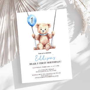 Invitation Teddy Bear Boy Premier anniversaire