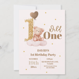 Invitation Teddy Bear Boys 1er Anniversaire