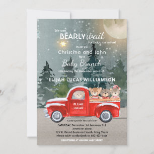 Invitation Teddy Bear Camion rouge Baby shower d'hiver Invita