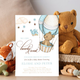 Invitation Teddy Bear chaud Balloon Boy Bearly Wait Baby show