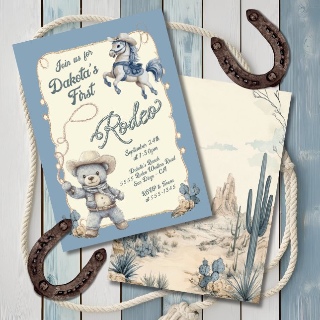 Invitation Teddy Bear Cowboy Rodeo Cheval Anniversaire (Créateur téléchargé)