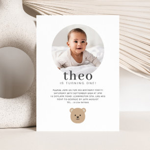 Invitation Teddy Bear Face - Photo Anniversaire
