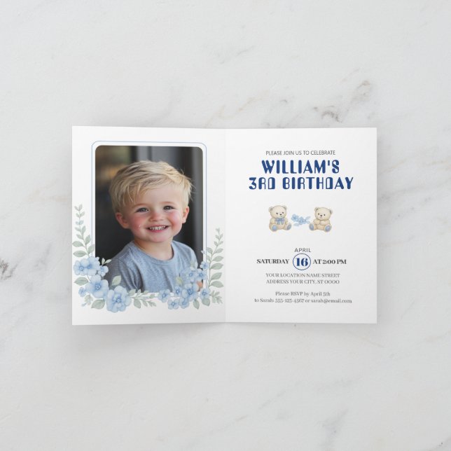 Invitation Teddy Bear fête d'anniversaire (Intérieur)