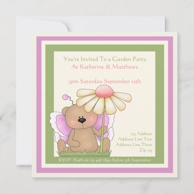 Invitation Teddy Bear Garden (Devant)