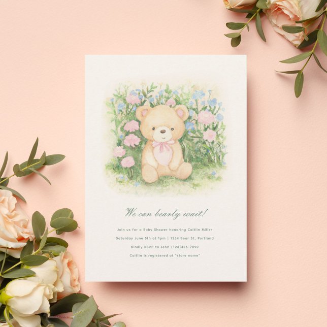 Invitation Teddy Bear Garden Baby shower classique (Créateur téléchargé)