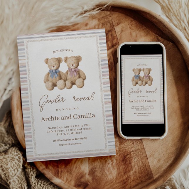 Invitation Teddy Bear Gender Reveal (Créateur téléchargé)