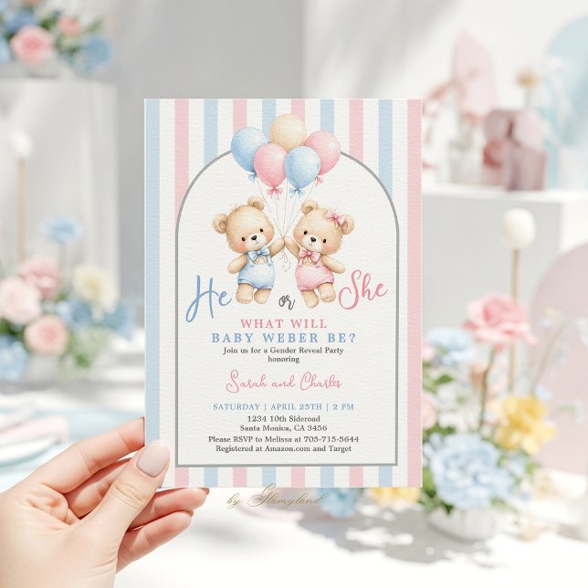 Invitation Teddy Bear Gender Reveal  (Créateur téléchargé)