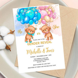 Invitation Teddy Bear Genre Revela Party