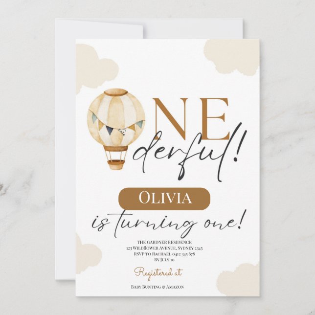 Invitation Teddy Bear Girl Baby pastel 1er anniversaire (Devant)